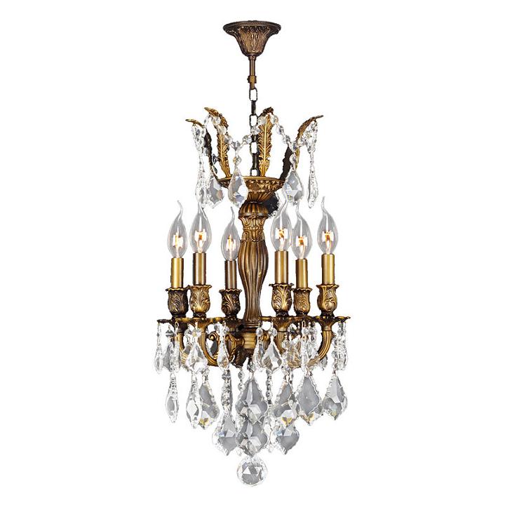 Versailles Collection 6 Light Mini Antique Bronzefinish And Crystal Chandelier