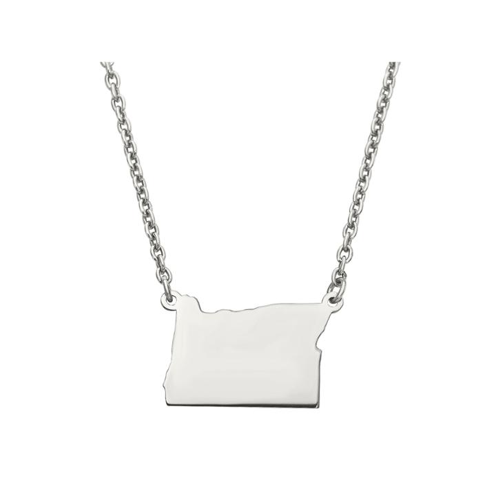 Personalized Sterling Silver Oregon Pendant Necklace