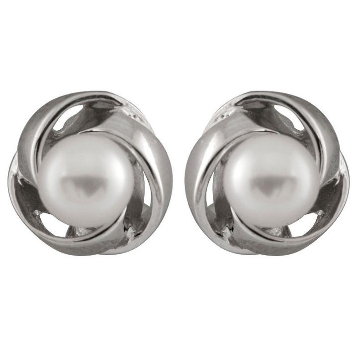 White Cultured Freshwater Pearls Sterling Silver 12mm Stud Earrings