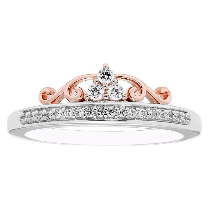 Enchanted Disney Fine Jewelry Womens 1/6 Ct. T.w. Genuine Round Diamond 10k Gold Promise Ring