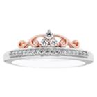Enchanted Disney Fine Jewelry Womens 1/6 Ct. T.w. Genuine Round Diamond 10k Gold Promise Ring