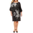 Danny & Nicole 3/4 Sleeve Floral Shift Dress-plus