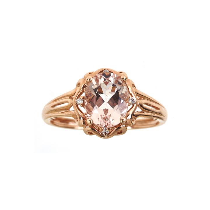 Limited Quantities Genuine Morganite And Diamond-accent Ring