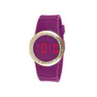 Tko Orlogi Womens Crystal-accent Purple Silicone Strap Touch Digital Sport Watch
