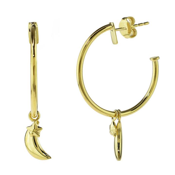 Sechic 14k Gold 33mm Star Hoop Earrings
