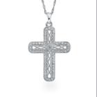 Womens 1/4 Ct. T.w. Genuine White Diamond Sterling Silver Cross Pendant Necklace