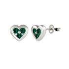 Round Green Emerald Sterling Silver Stud Earrings