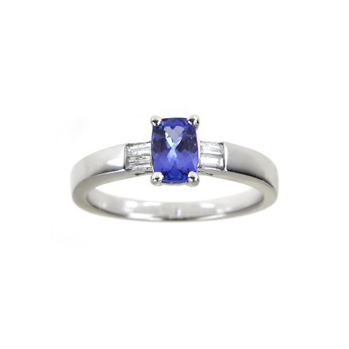 Limited Quantities Genuine Tanzanite And Diamond-accent Sterling Silver Ring