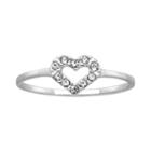 Itsy Bitsy Womens Clear Crystal Sterling Silver Open Heart Ring