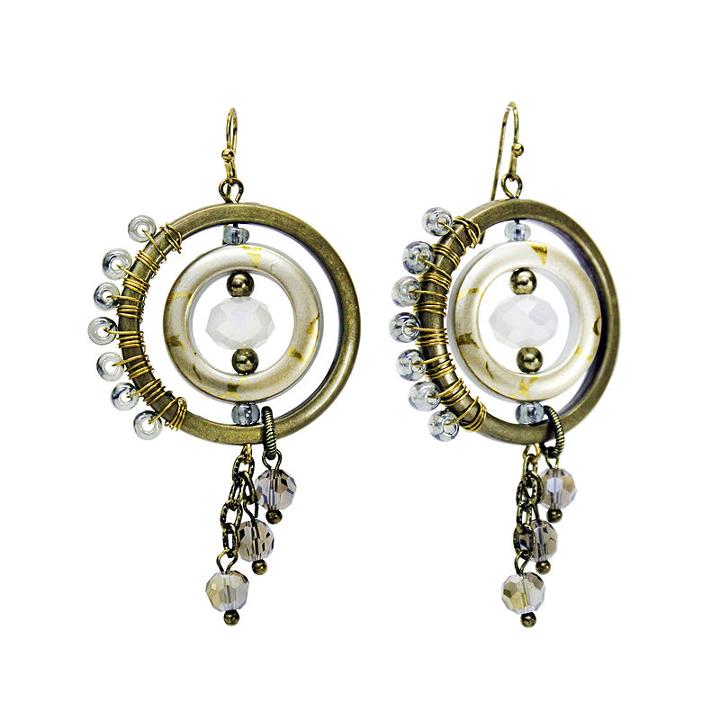 Aris By Treska Wire Wrap Bead Dangle Earrings