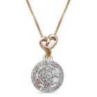 Womens 1/4 Ct. T.w. Genuine White Diamond 14k Rose Gold Over Silver Heart Pendant Necklace