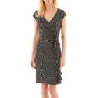 Black Label By Evan-picone Cap-sleeve Front Ruffle Dress