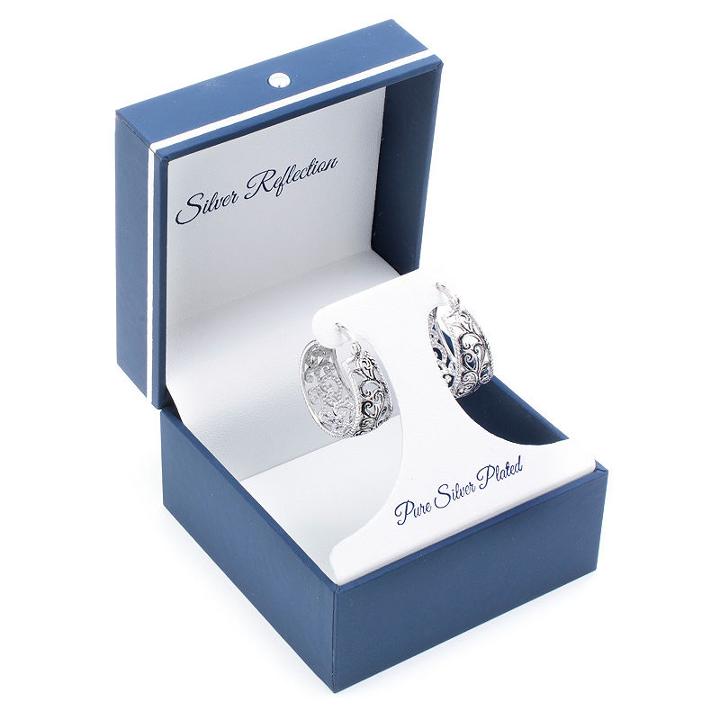 Silver Reflections Silver Plated Boxed Hoops Pure Silver Over Brass 25mm Round Hoop Earrings