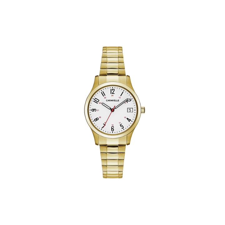 Caravelle Womens Gold Tone Strap Watch-44m113