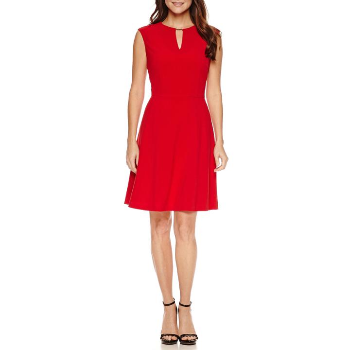 Chelsea Rose Sleeveless Bar Neck Fit N Flare Dress