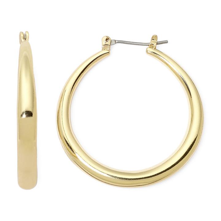 Sensitive Ears Gold-tone Hollow Puff Hoop Earrings