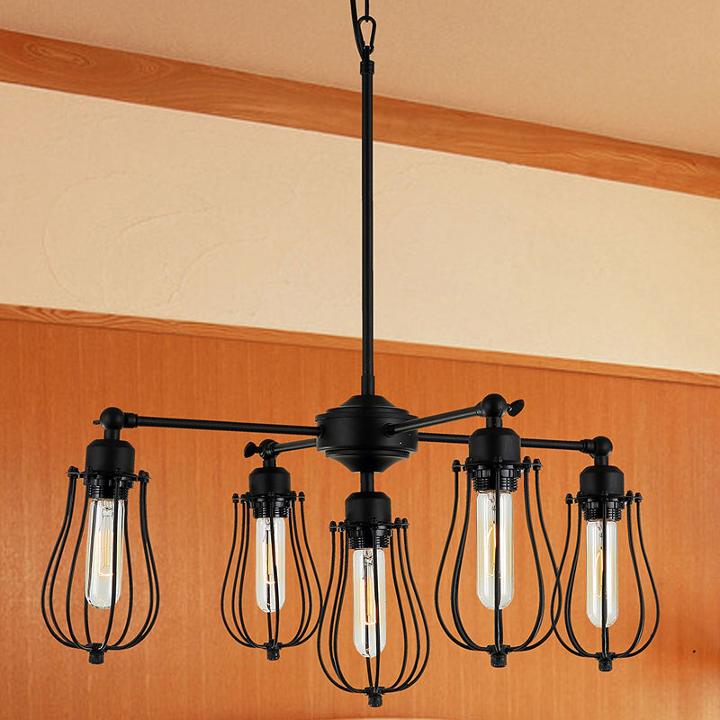 Cloote 5-light Black Edison Chandelier Edison Bulbs Included