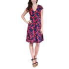 24/7 Comfort Apparel Red & Navy Fit & Flare Dress-plus
