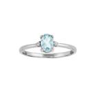 Genuine Aquamarine Diamond-accent 14k White Gold Ring