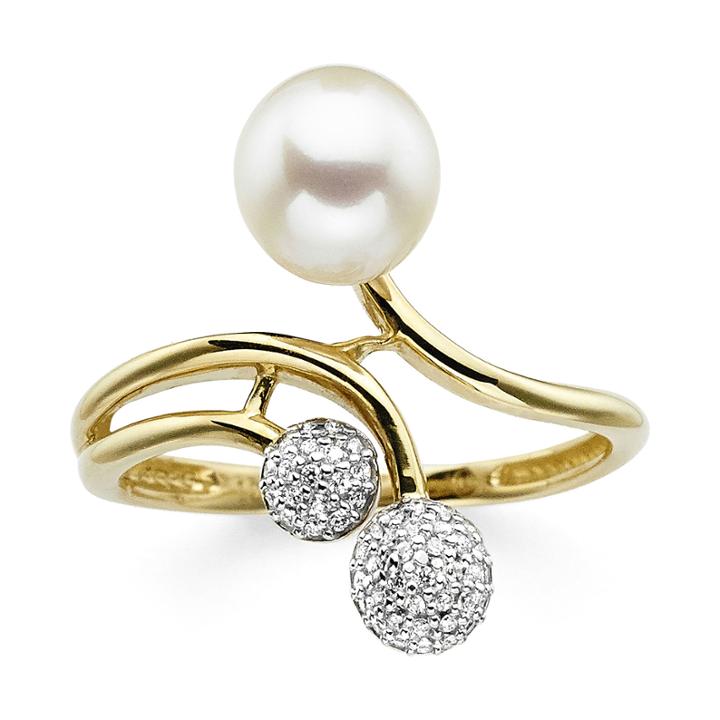Pearl And Lab-created White Sapphire Sterling Silver Ring