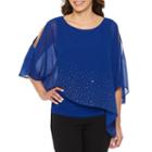 Ronni Nicole 3/4 Sleeve Round Neck Beaded Chiffon Blouse
