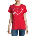 City Streets Short Sleeve Arrow Heart Graphic T-shirt- Juniors