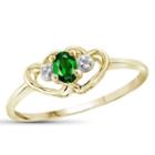 Womens Diamond Accent Color Enhanced Green Chrome Diopside Gold Over Silver Delicate Ring