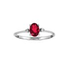 Oval Lab Create Ruby And Diamond-accent Birthstone Ring In 14k White Gold