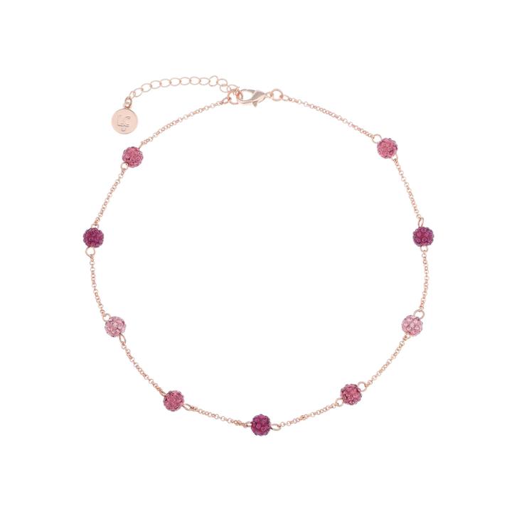 Liz Claiborne Ball Collar Necklace Pink Rose Goldtone