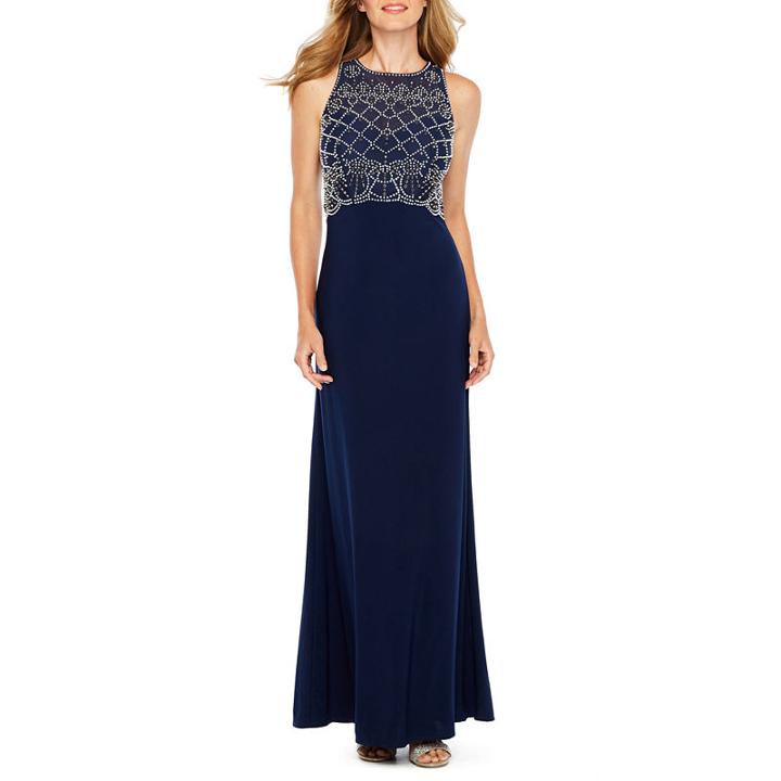 Jackie Jon Beaded Bodice Formal Sleeveless Gown