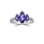 Womens Diamond Accent Genuine Purple Amethyst Sterling Silver 3-stone Ring