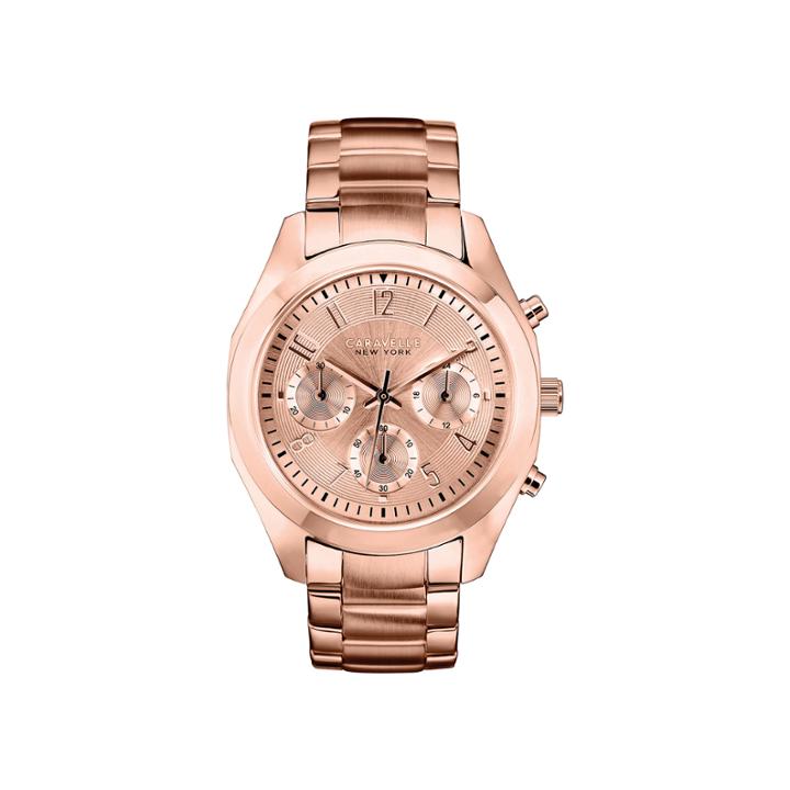 Caravelle New York Womens Rose-tone Dial Rose-tone Chronograph Watch 44l115