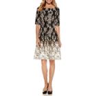 Danny & Nicole Elbow Sleeve Ombre Fit & Flare Dress
