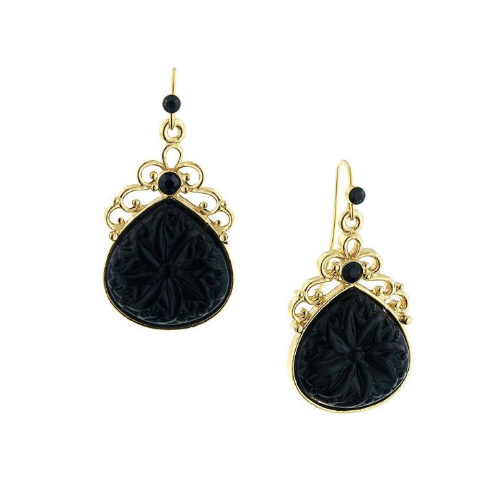 1928 Vintage Inspirations Black Drop Earrings