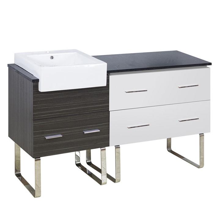 57.75-in. W 18-in. D Modern Plywood-melamine Vanity Base Set Only In White-dawn Grey
