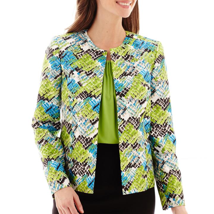 Black Label By Evan-picone Print Shantung Jacket
