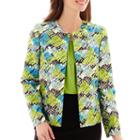 Black Label By Evan-picone Print Shantung Jacket