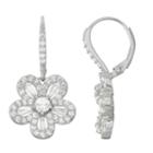 White Sapphire Sterling Silver Round Clip On Earrings