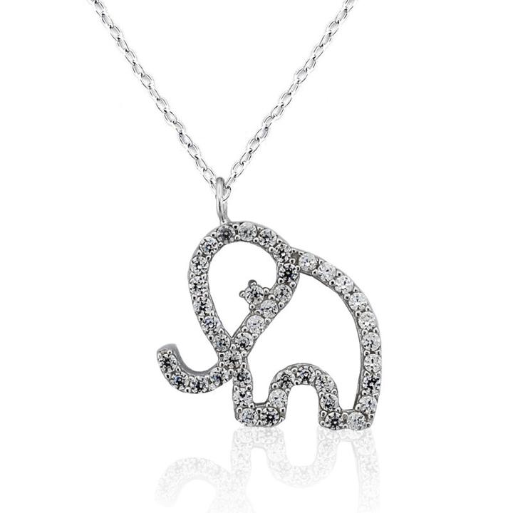 Diamonart Not Applicable Womens White Cubic Zirconia Sterling Silver Pendant Necklace