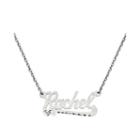 Personalized 15x33mm Diamond-cut Scroll Name Necklace