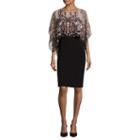 Sl Fashions Dolman-sleeve Cape Overlay Sheath Dress
