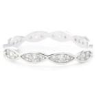 Silver Treasures Pave Marquis Womens Clear Sterling Silver Eternity Band