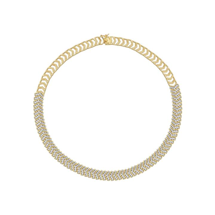 Diamond-accent 18k Gold Over Brass Chevron Necklace