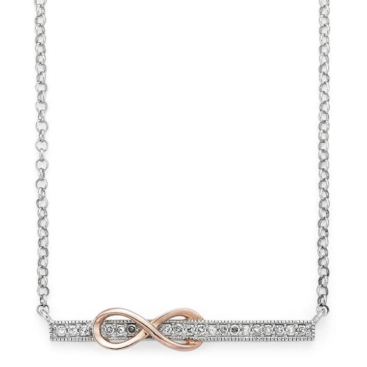 Infinite Promise Womens 1/10 Ct. T.w. White Diamond Sterling Silver & 14k Rose Gold Over Silver Pendant Necklace