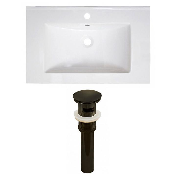 30-in. W 1 Hole Ceramic Top Set In White Color - Overflow Drain Incl.