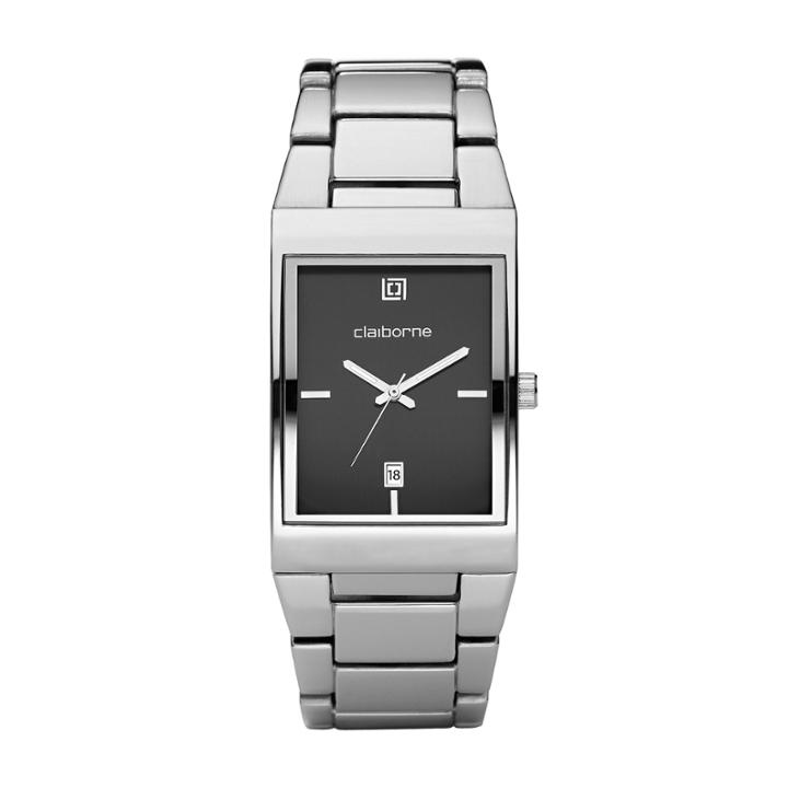 Claiborne Mens Silver-tone Ionic Plating Watch