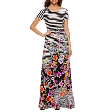 Trulli Short Sleeve Stripe Maxi Dress