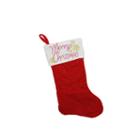 19 Quilted Red Velvet Merry Christmas Embroidered Christmas Stocking