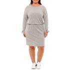 City Streets Wear 2-ways Lace Up Dress Long Sleeve Sweater Dress - Plus
