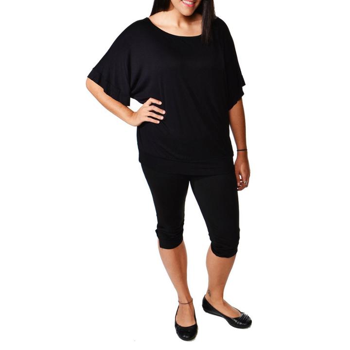 24/7 Comfort Apparel Banded Dolman T-shirt-womens Plus